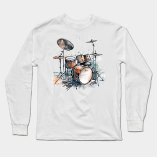 watercolor drumset Long Sleeve T-Shirt